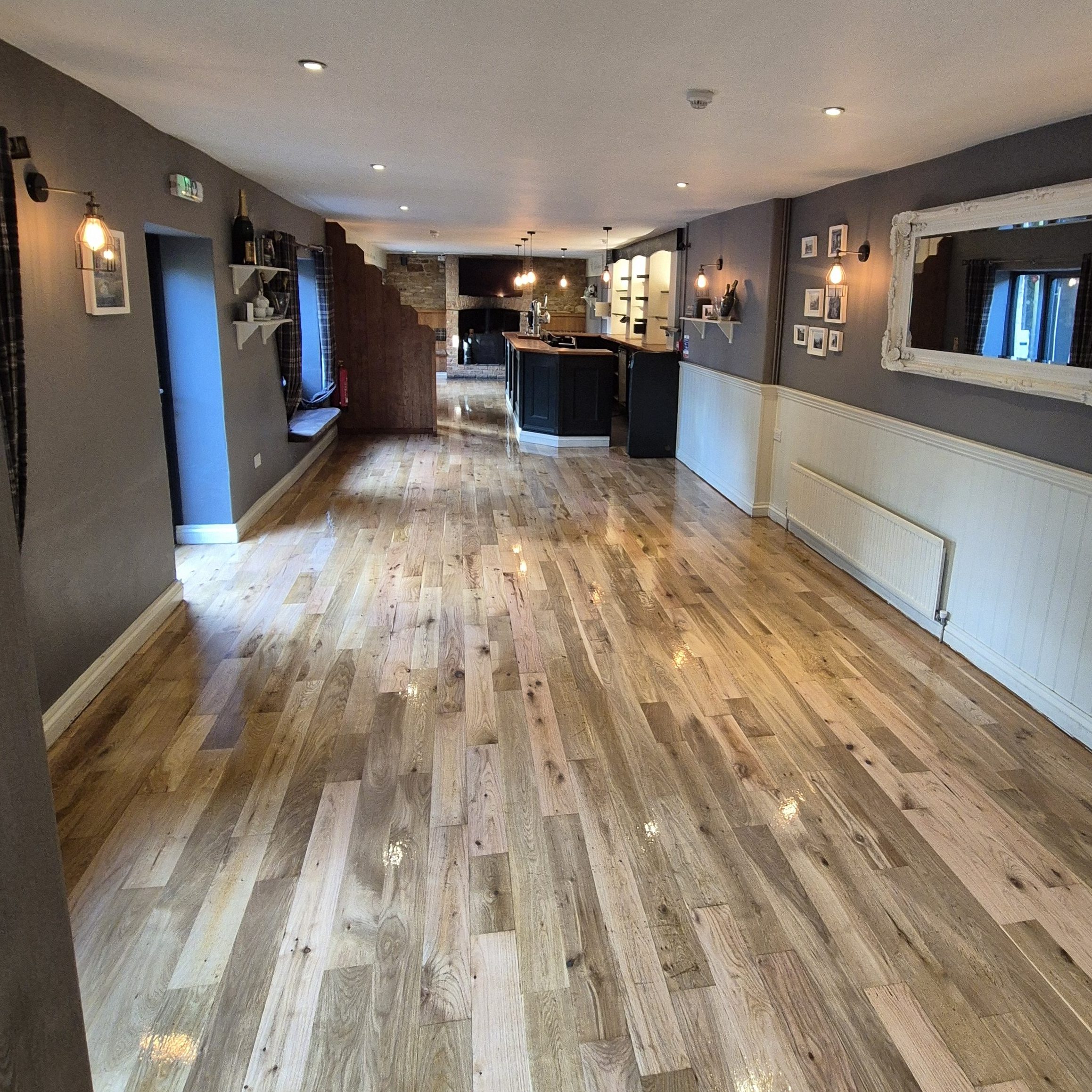 Restaurant wood floor sanding and sealing in Cornwall